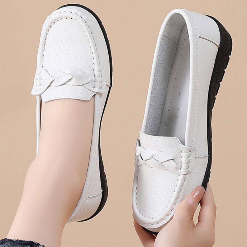 Women'S Shoes Loafers Black - Fashion Genuine Leather Women Flats Black