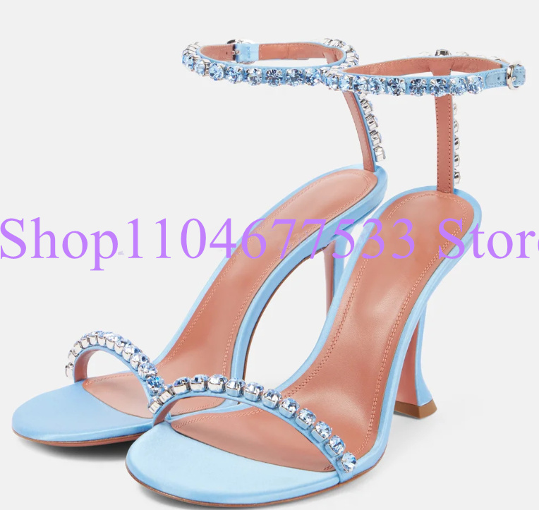 Blue Color Crystal Lady Sandal - Women'S Shoes Navy Blue avis et prix
