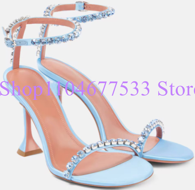 Blue Color Crystal Lady Sandal - Women'S Shoes Navy Blue avis et prix