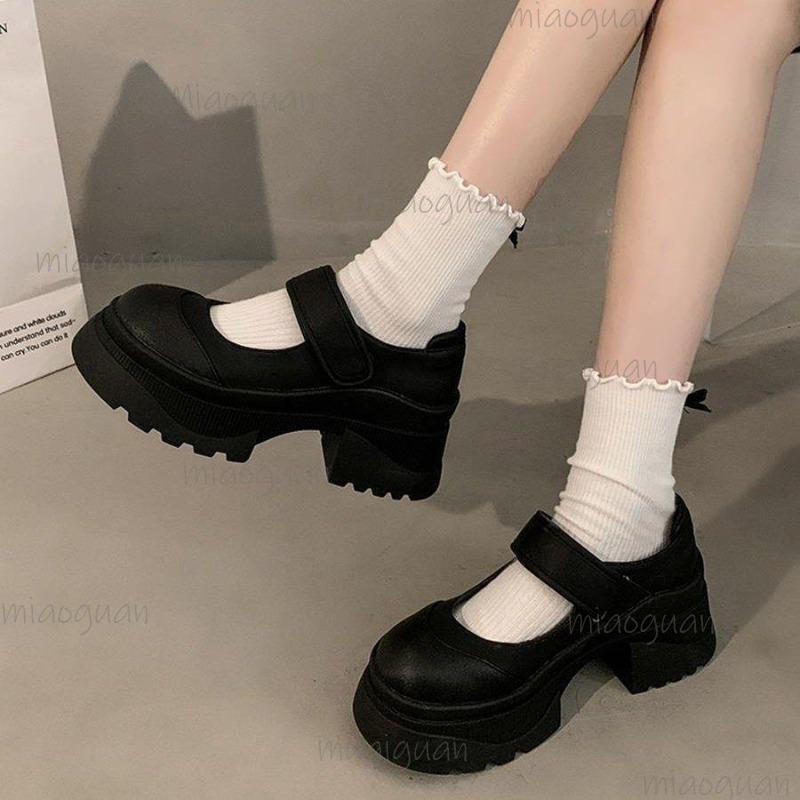 Black Retro Heightening Thick  - Women'S Shoes Loafers Black avis et prix