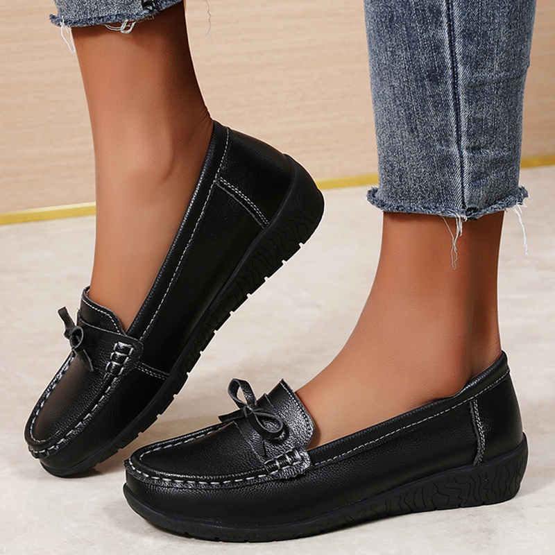 Genuine Leather Women Flats Fa - Women'S Shoes Loafers Black avis et prix