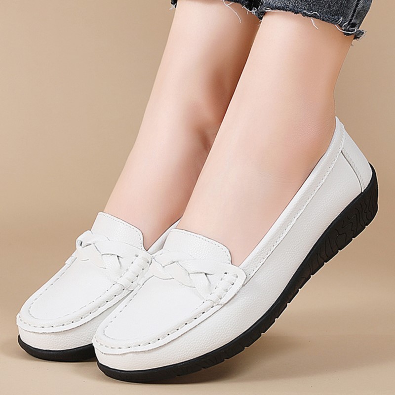 Fashion Genuine Leather Women  - Women'S Shoes Loafers Black avis et prix