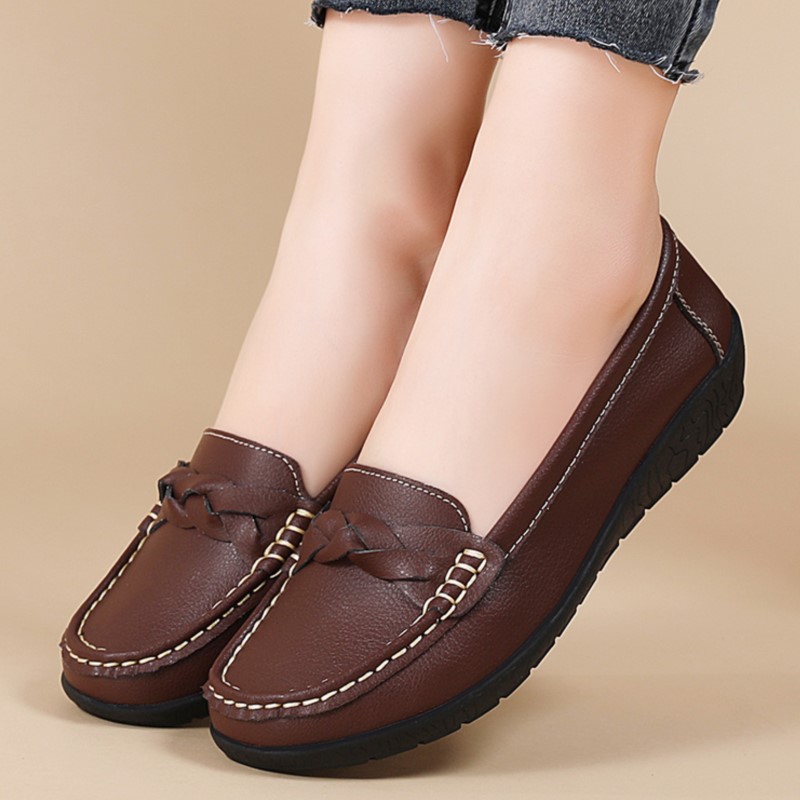 Fashion Genuine Leather Women  - Women'S Shoes Loafers Black avis et prix