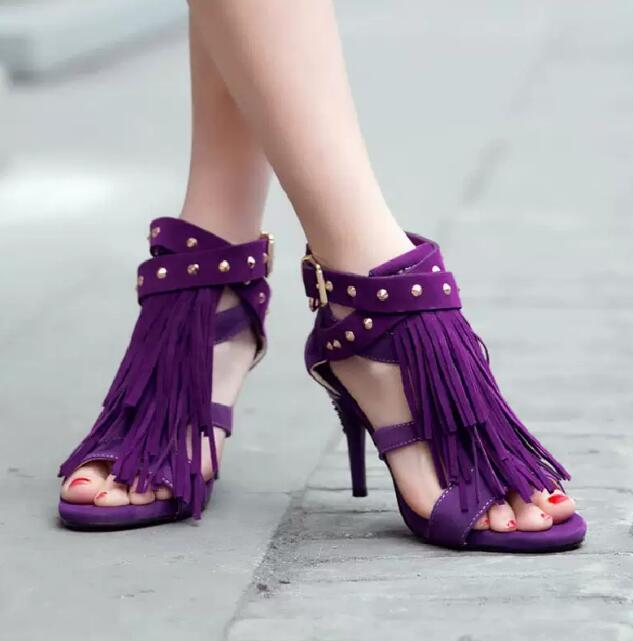 Sexy Purple Black Faux Suede T - Women'S Shoes In Size 12 avis et prix
