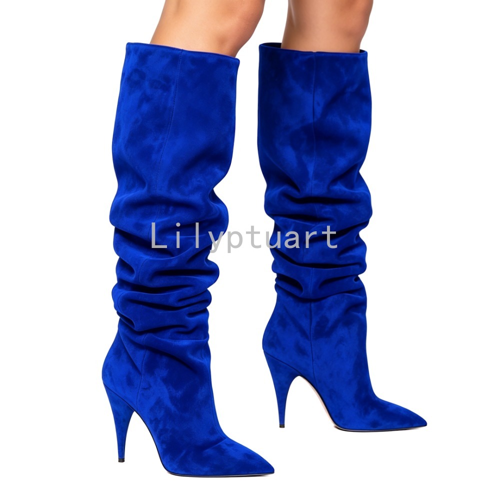 Women's Blue Suede Slouchy Kne - Women'S Shoes Navy Blue avis et prix