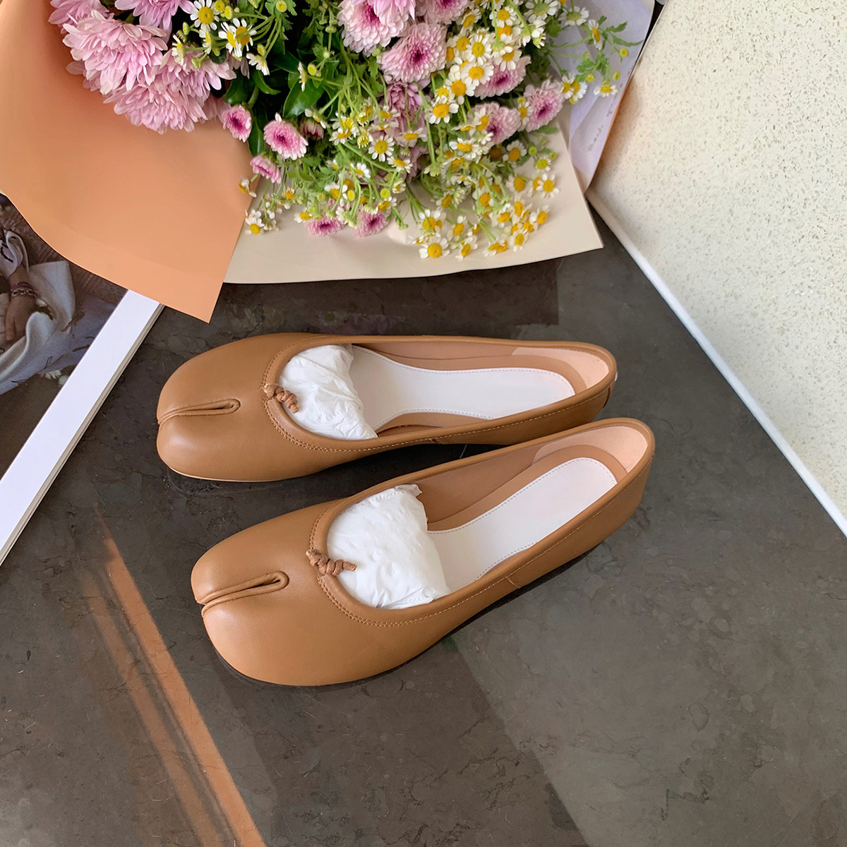 Black Ballets Flats Split Toe  - Women'S Shoes Loafers Black avis et prix