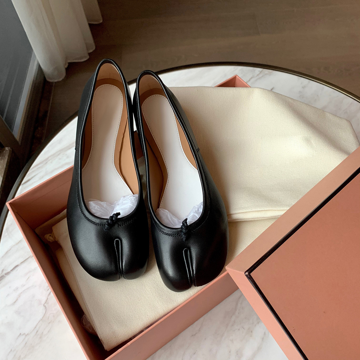 Black Ballets Flats Split Toe  - Women'S Shoes Loafers Black avis et prix