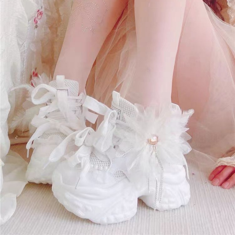 White floral lace rhinestone t - Women'S Shoes Hands Free avis et prix