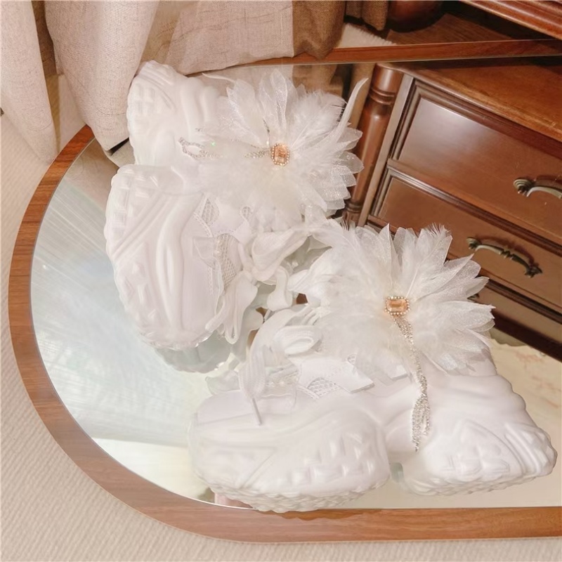 White floral lace rhinestone t - Women'S Shoes Hands Free avis et prix