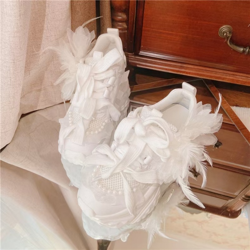 White floral lace rhinestone t - Women'S Shoes Hands Free avis et prix