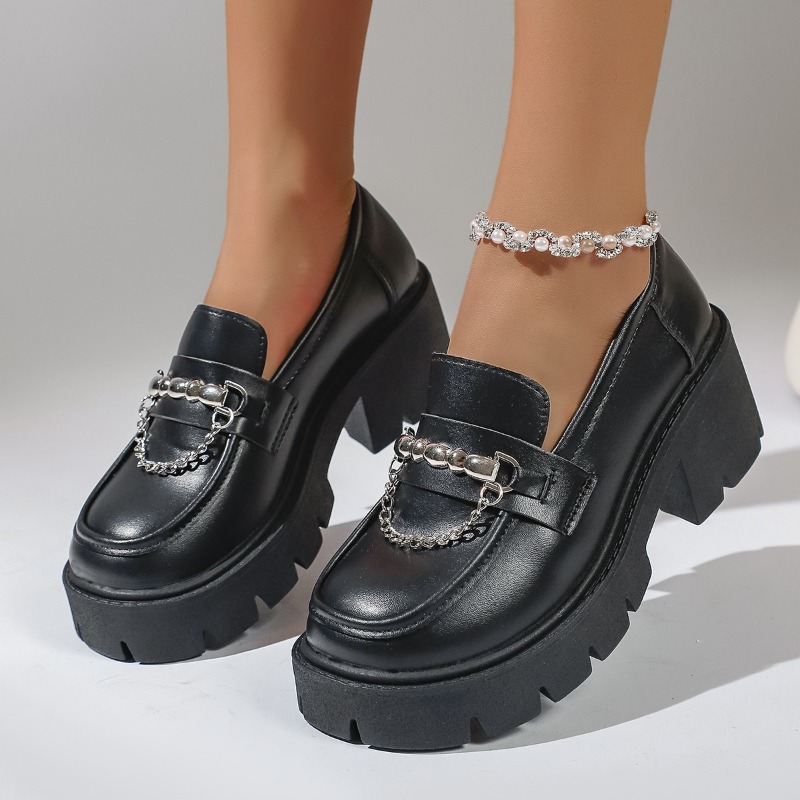 2026 Fashion Metal Chain Platf - Women'S Shoes Loafers Black avis et prix