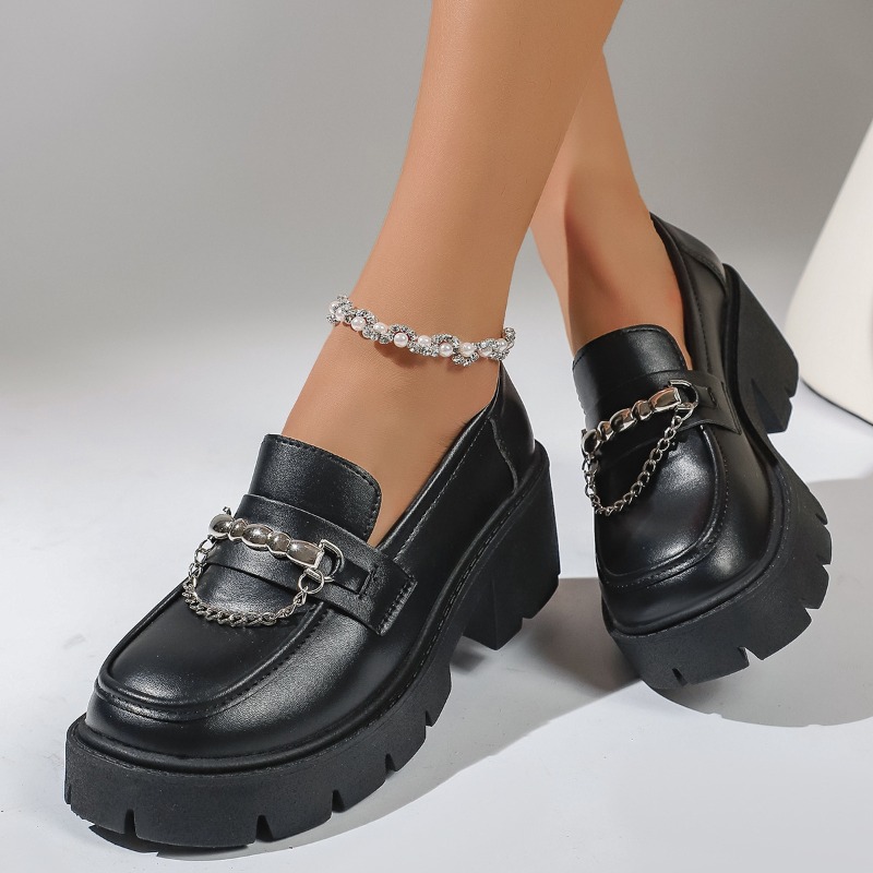 2026 Fashion Metal Chain Platf - Women'S Shoes Loafers Black avis et prix