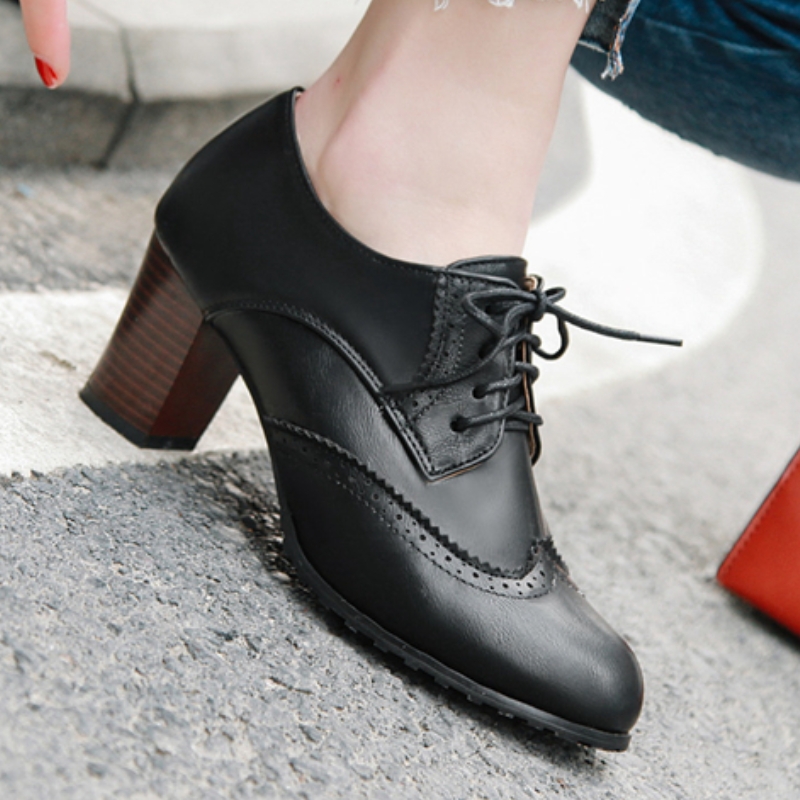 Vintage Women's High Heels Loa - Women'S Shoes Loafers Black avis et prix