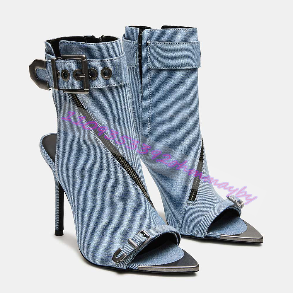 Summer Blue Denim Pointed-Toe  - Women'S Shoes Navy Blue avis et prix