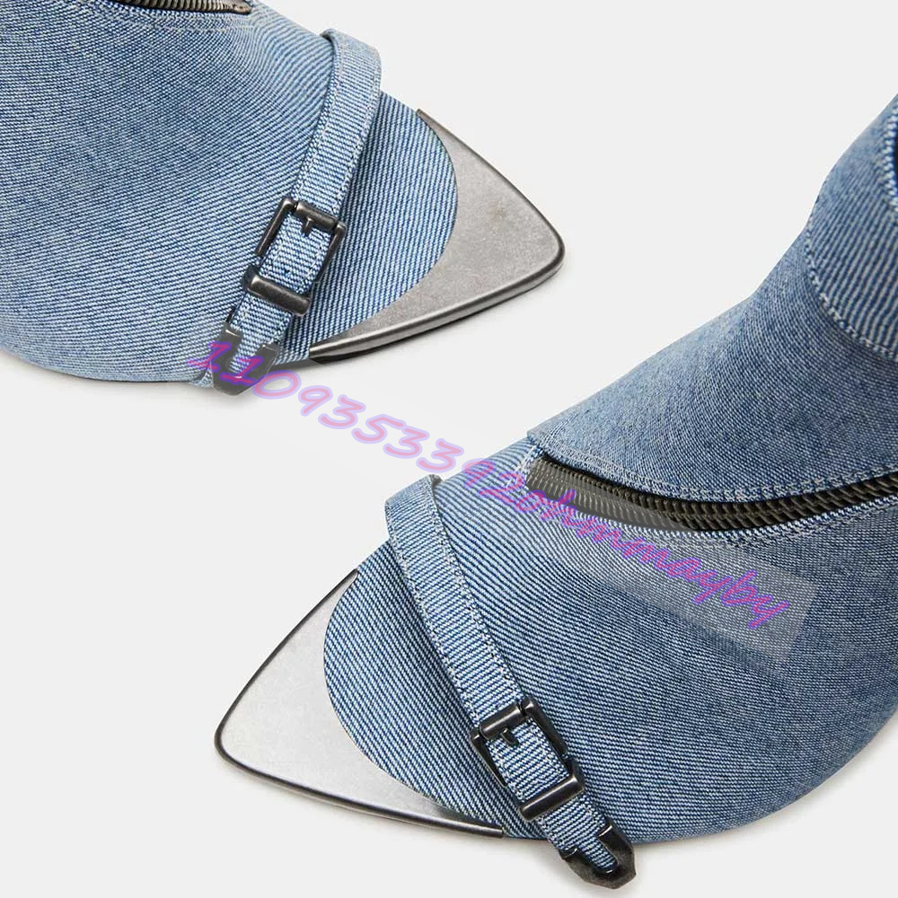 Summer Blue Denim Pointed-Toe  - Women'S Shoes Navy Blue avis et prix