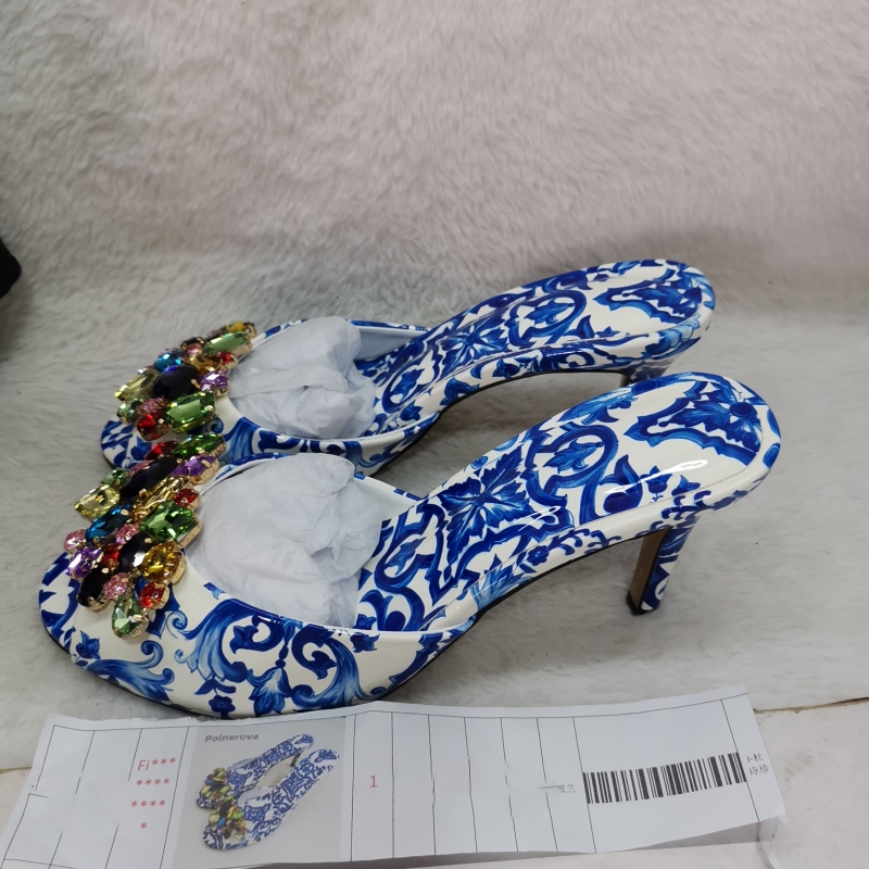 High Heeled Prints Jewel Slipp - Women'S Shoes Navy Blue avis et prix