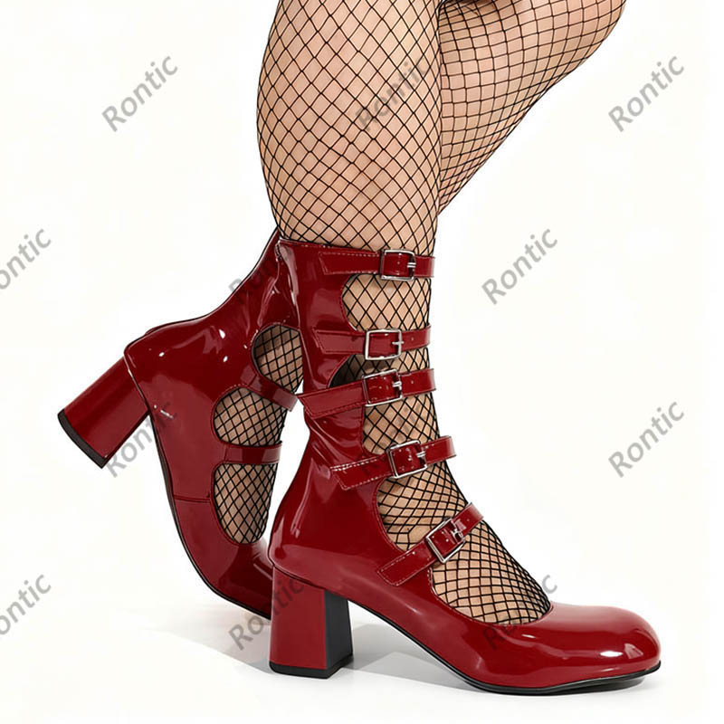 Blue Patent Leather Gothic Boo - Women'S Shoes Navy Blue avis et prix