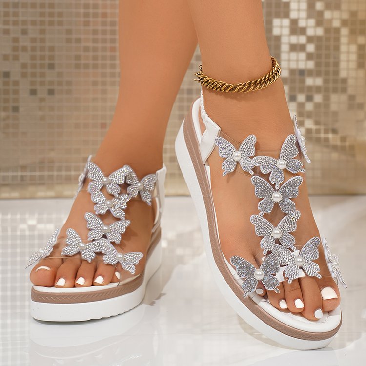 Blue Crystal Butterfly Sandals - Women'S Shoes Navy Blue avis et prix
