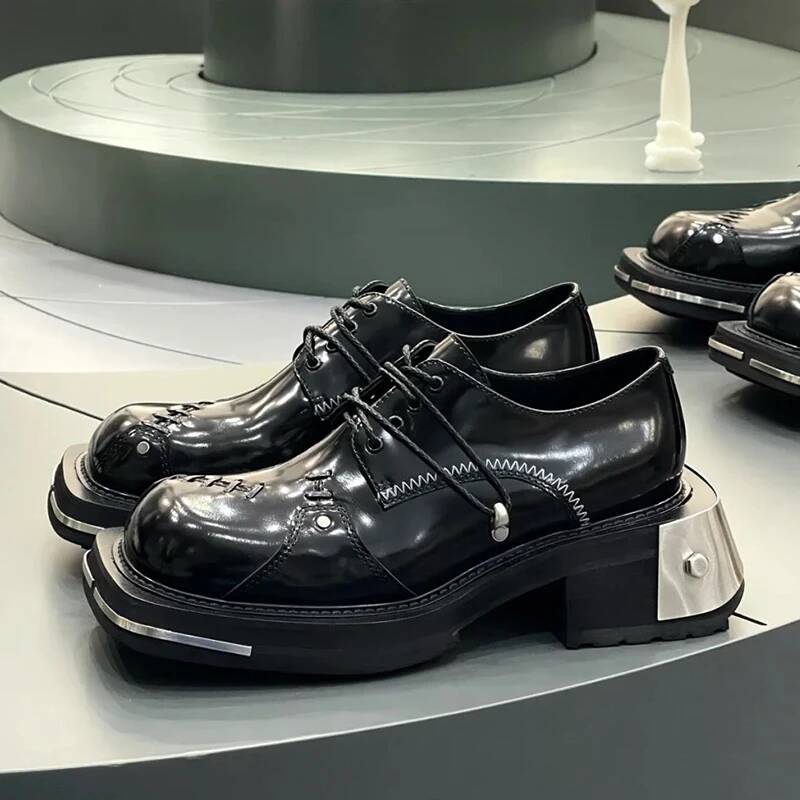 Retro Women Men Metal Genuine  - Women'S Shoes Loafers Black avis et prix