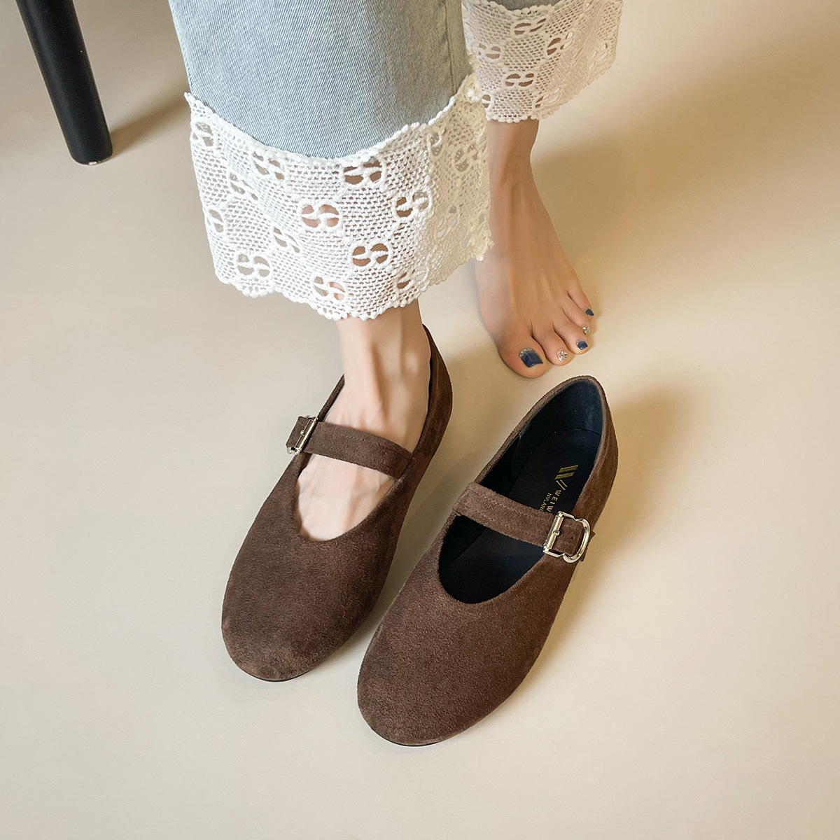 Size 35-43 Velvet Mary Jane Sh - Women'S Shoes Hands Free avis et prix