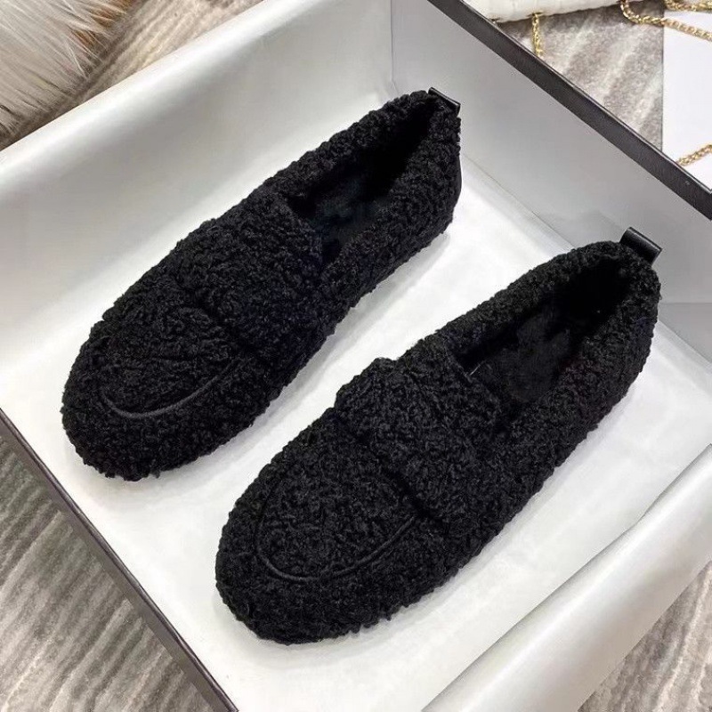 Women's Thick Sole Furry Shoes - Women'S Shoes Loafers Black avis et prix