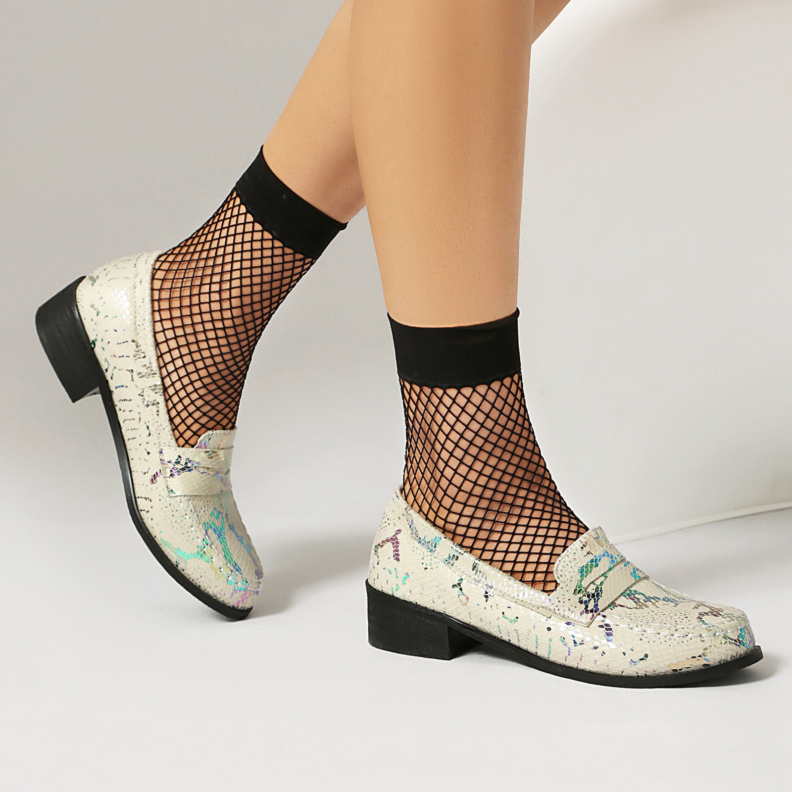 Women's Snake Print Loafers Lo - Women'S Shoes Loafers Black avis et prix